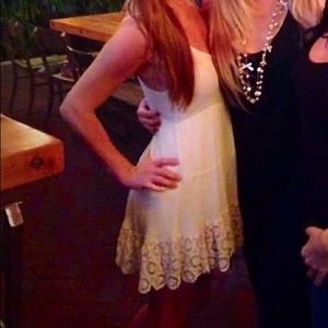 Cream colored dress or cover up with crochet 👗
